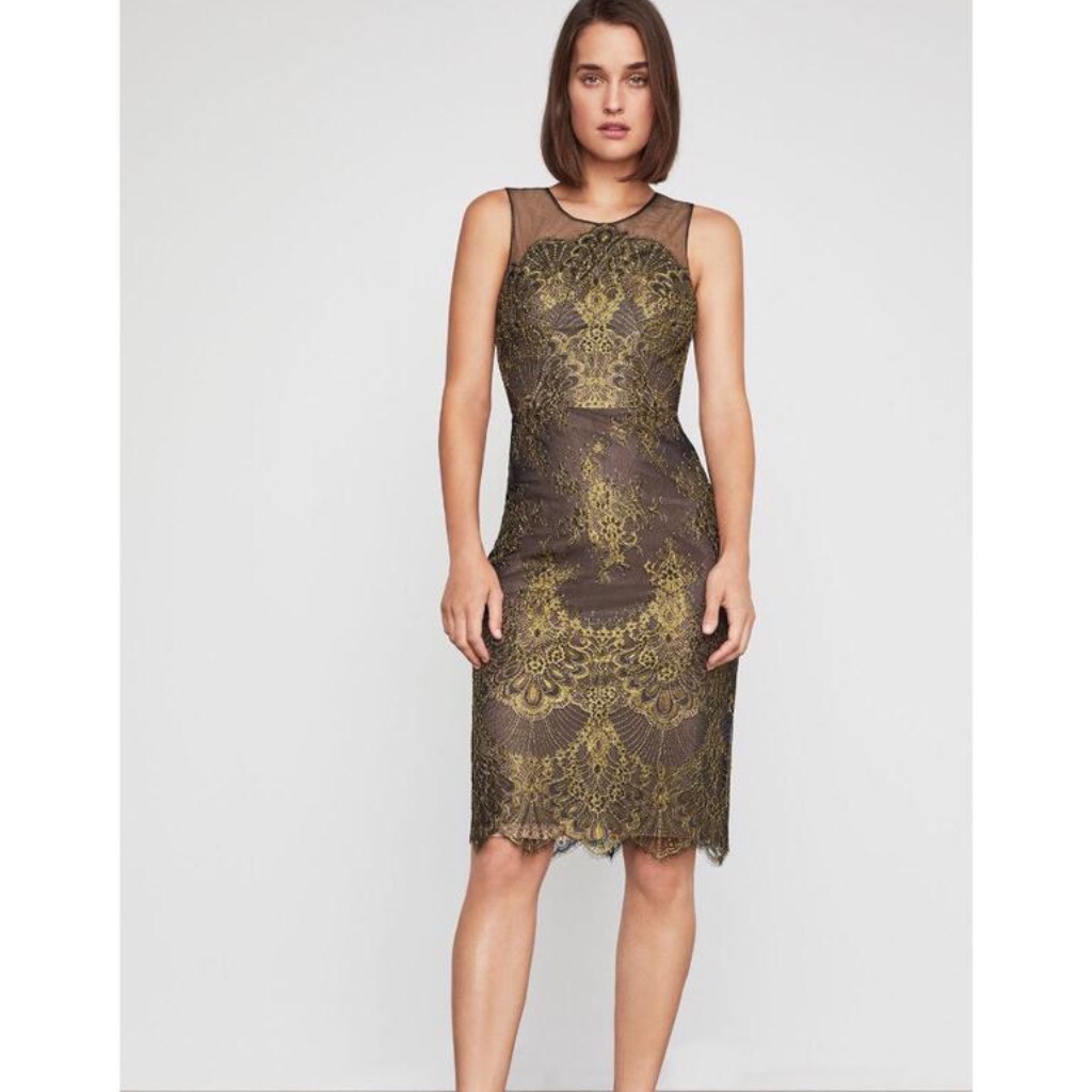 Bcbgmaxazria Women's Metallic Lace Sheath Dress